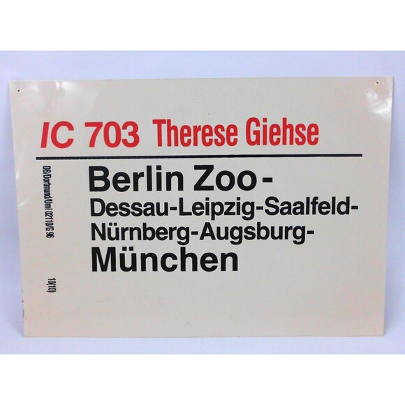 Vintage Rail Carriage Destination Sign IC 703 Therese Giehse 12x8 Berlin Munchen - Picture 2 of 2